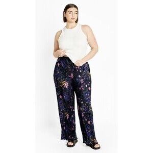 City Chic Women’s Plus Size L (20) Kira Print Pant In Etched Floral Black